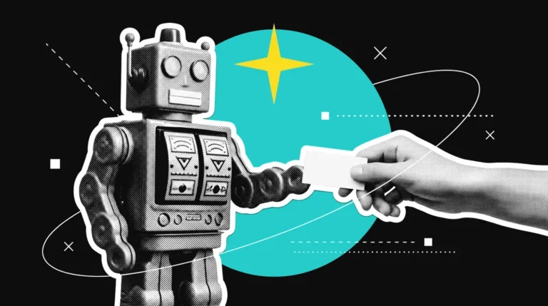 Robot che porge un biglietto