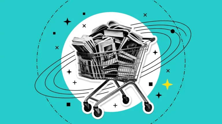 Carrello pieno di cataloghi