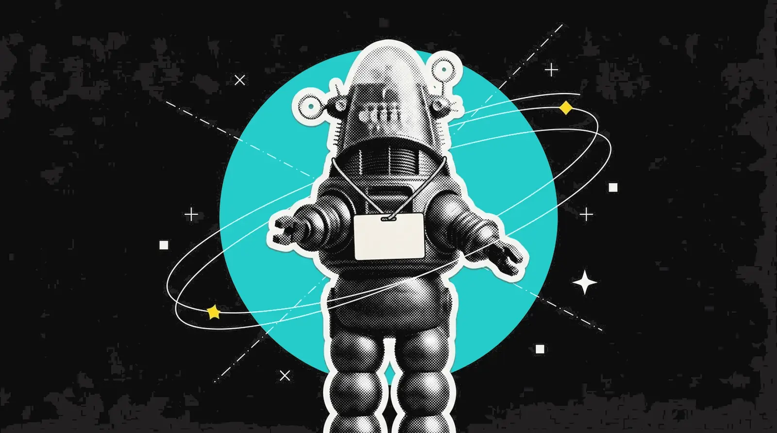 Robot con targhetta