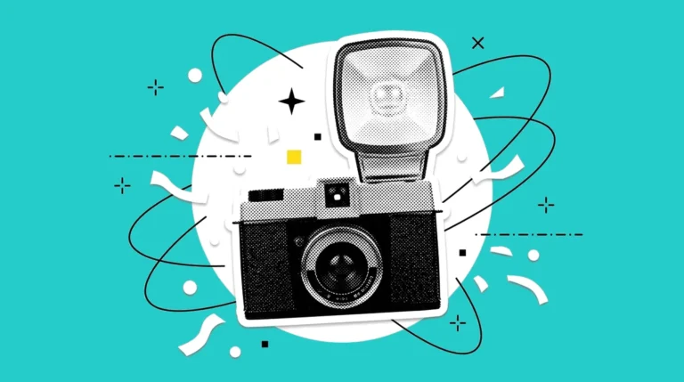 Macchina fotografica e coriandoli
