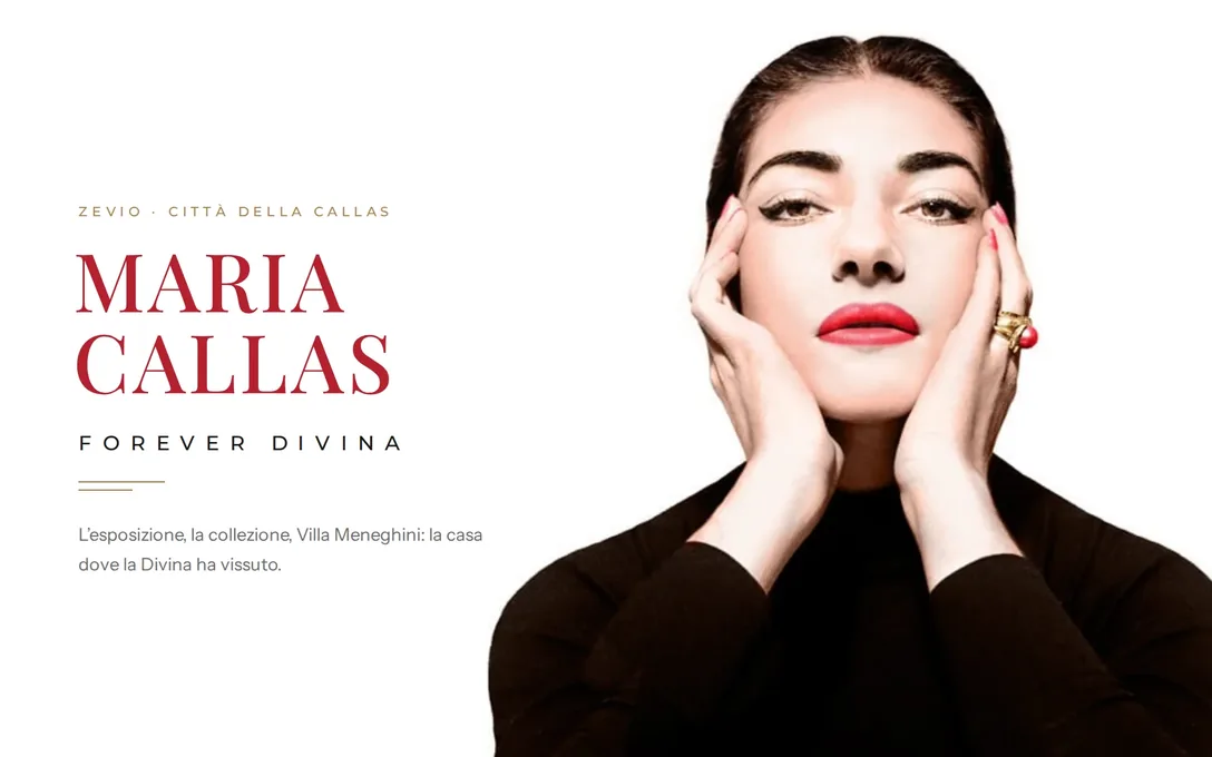 Zevio, città della Callas: il ritratto a colori di Maria Callas e il titolo della mostra Forever Divina.