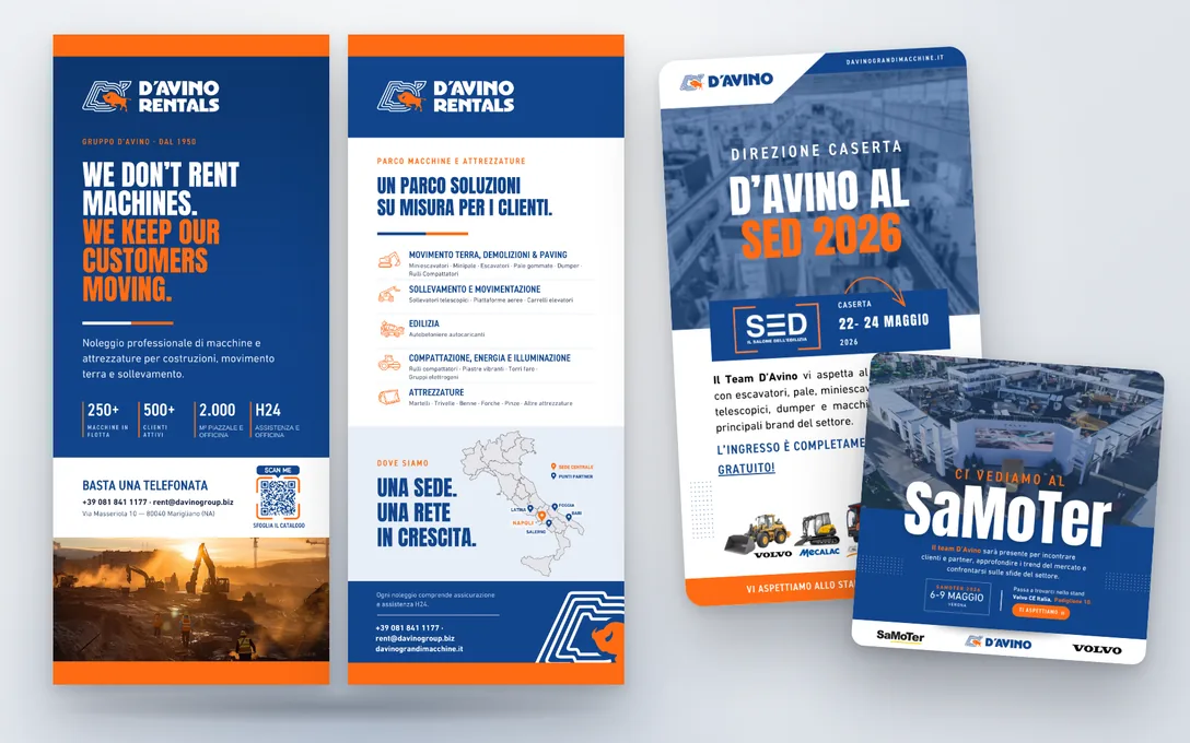 Gruppo D’Avino: i due roll-up per la fiera, la story e il post che la annunciano.