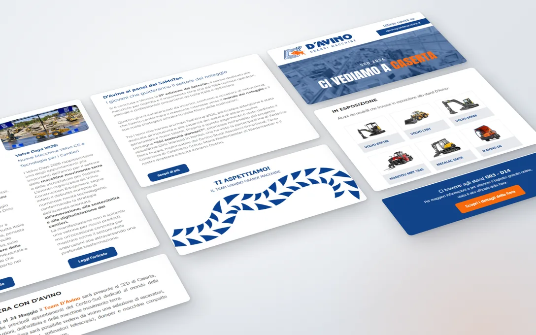 Gruppo D’Avino: le newsletter della fiera e degli eventi, con le macchine in esposizione.