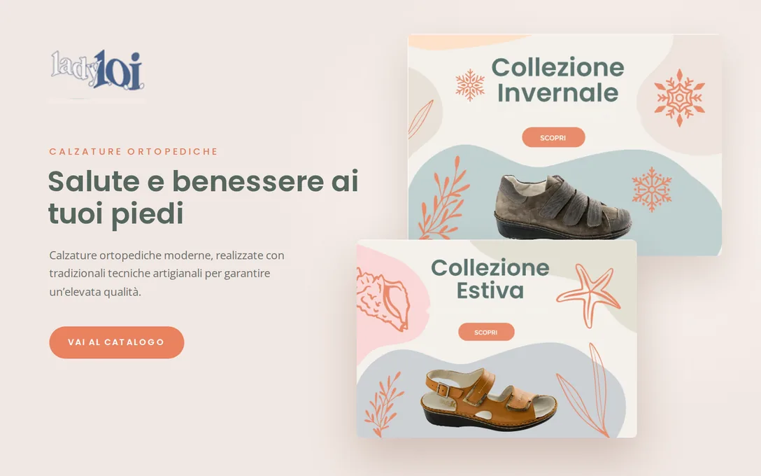 LadyLoi: il titolo «Salute e benessere ai tuoi piedi» e le due collezioni.