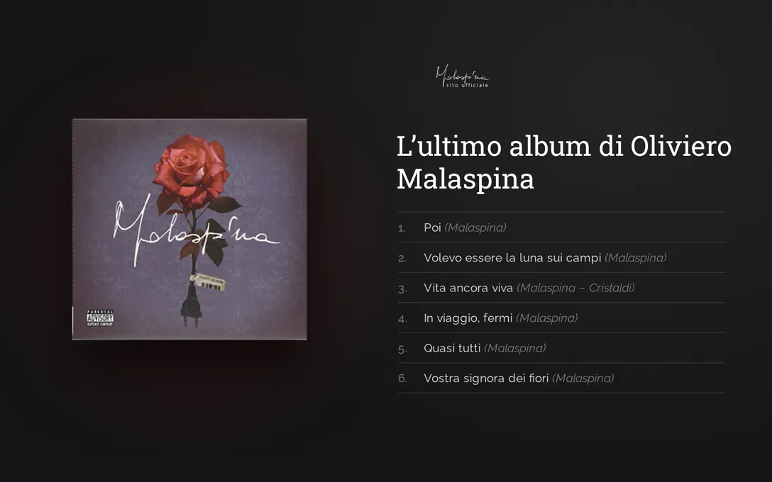 Oliviero Malaspina: la copertina dell’ultimo album e i primi brani della scaletta.