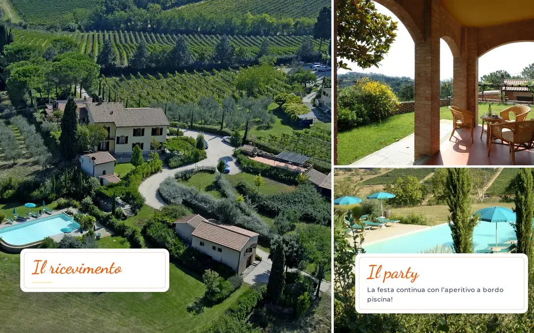 Anita e Davide: la villa della festa, con le schede del ricevimento e del party.